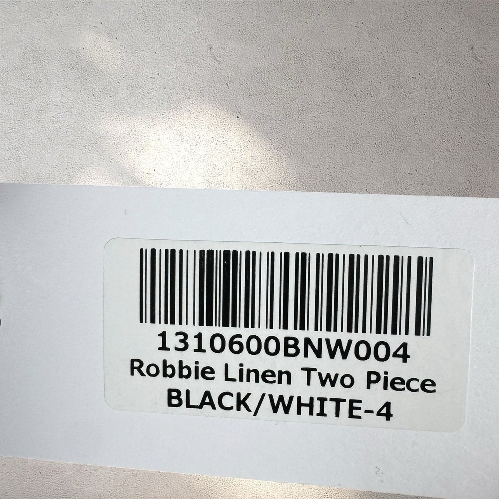 Reformation Robbie Linen Two Piece Size 4 Matching Set in Black & White NEW - Picture 7 of 10